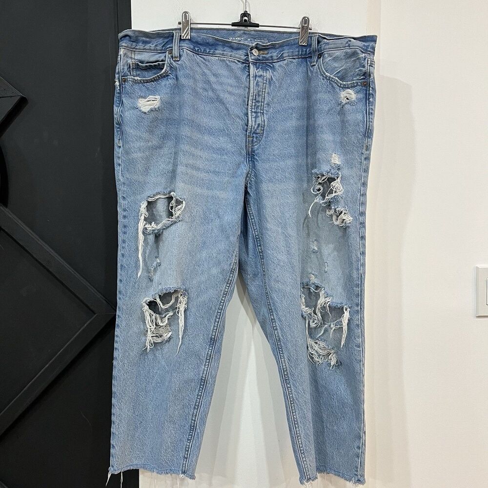 Old Navy Extra High Rise Buttonfly Distressed Ripped Cropped Jeans Size 22 Plus